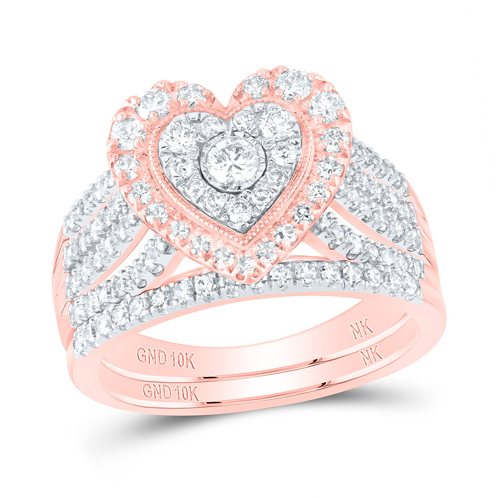 1CTW-DIA NK HEART BRIDAL SET