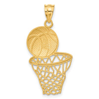 Load image into Gallery viewer, 14K Satin Diamond-Cut Basketball and Net Pendant
