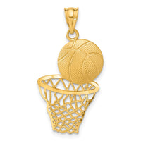 Load image into Gallery viewer, 14K Satin Diamond-Cut Basketball and Net Pendant
