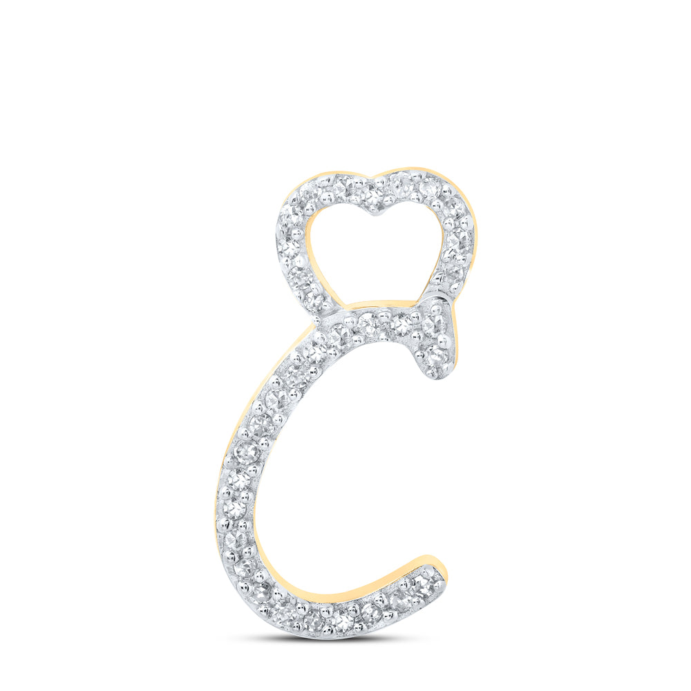 1/10CTW-DIA P1P2 GIFT HEART INITIAL "C" PENDANT