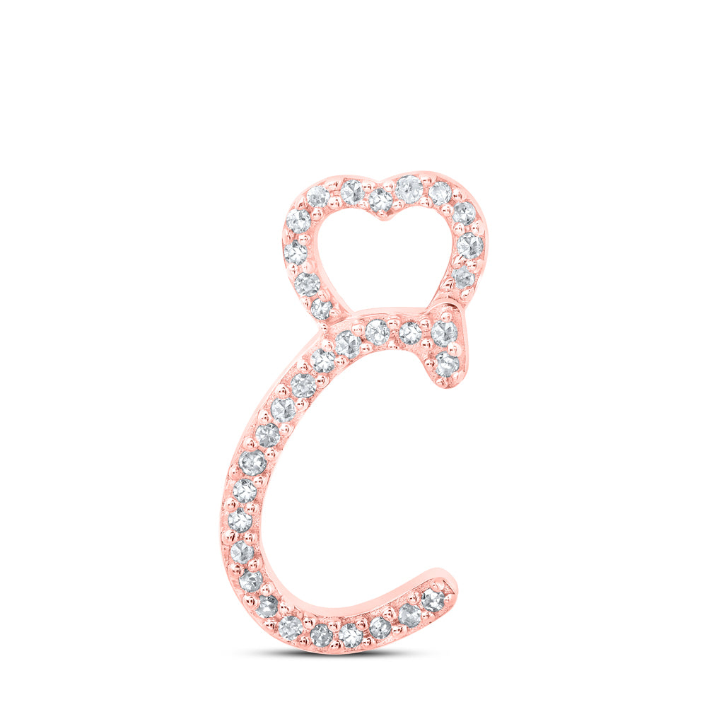 1/10CTW-DIA P1P2 GIFT HEART INITIAL "C" PENDANT
