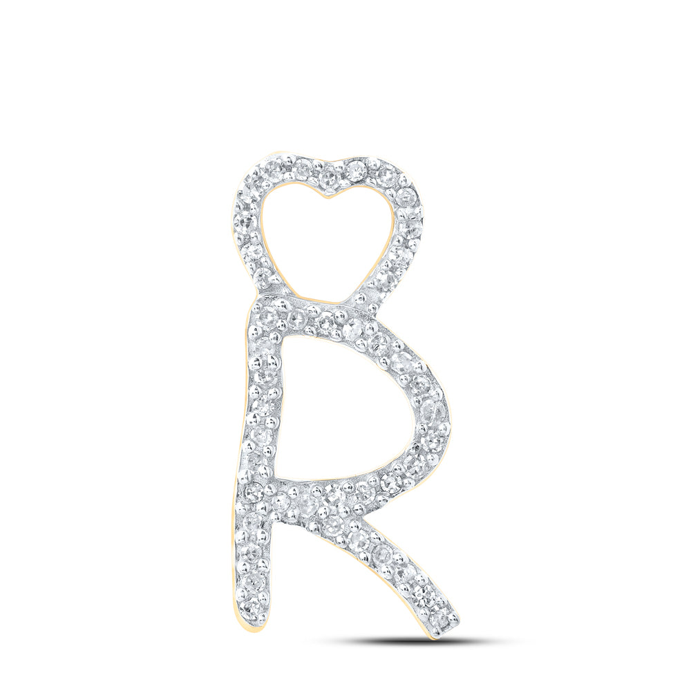 1/8CTW-DIA P1P2 GIFT HEART INITIAL "R" PENDANT