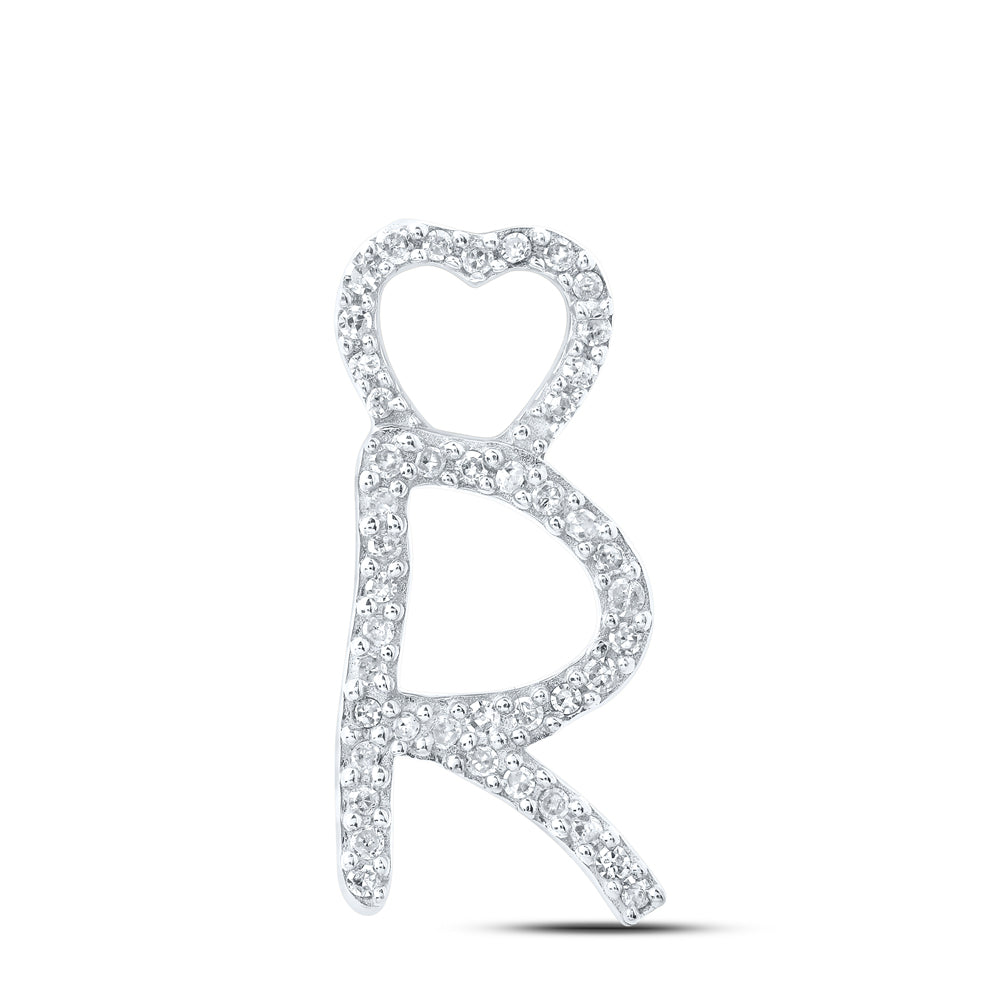 1/8CTW-DIA P1P2 GIFT HEART INITIAL "R" PENDANT