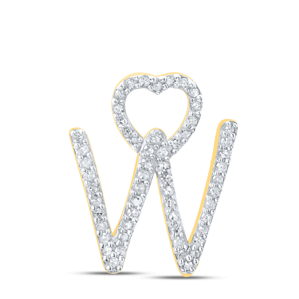 1/6CTW-DIA P1P2 GIFT HEART INITIAL "W" PENDANT