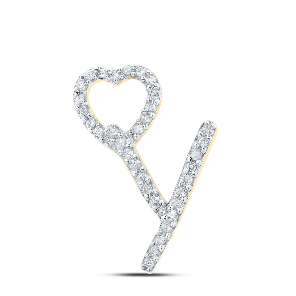 1/10CTW-DIA P1P2 GIFT HEART INITIAL "Y" PENDANT