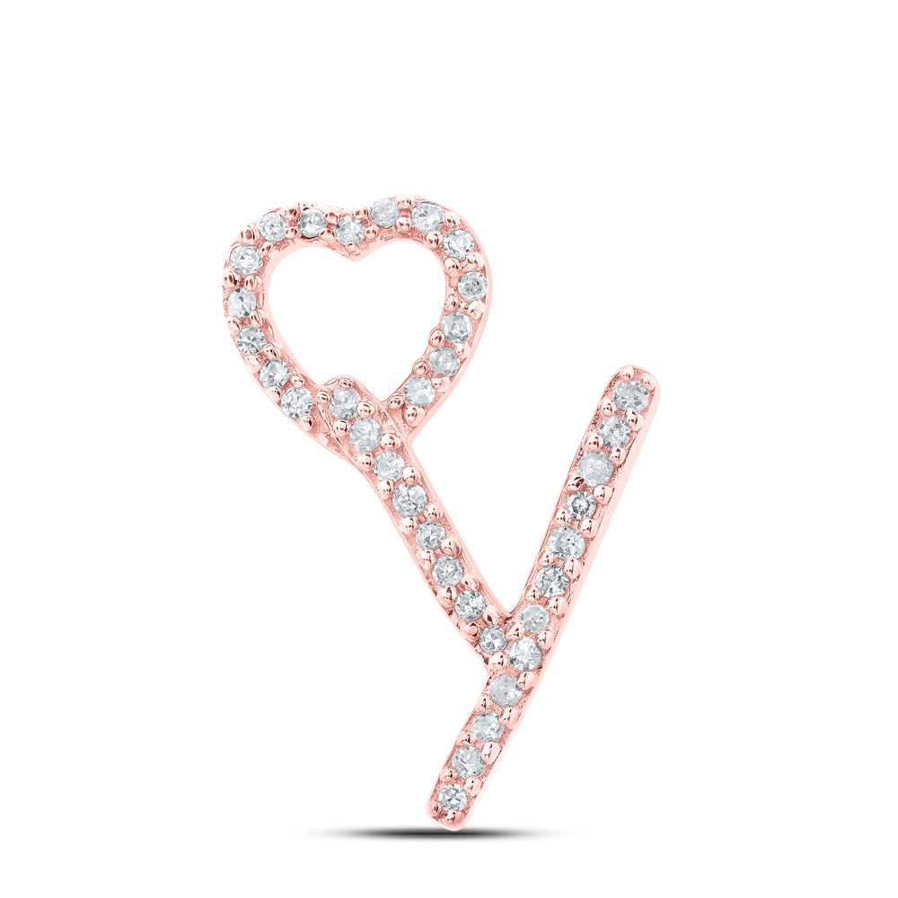 1/10CTW-DIA P1P2 GIFT HEART INITIAL "Y" PENDANT