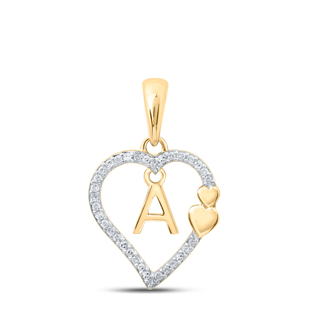 1/10CTW-DIA P1P2 GIFT HEART INITIAL "A" PENDANT