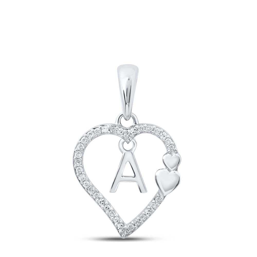 1/10CTW-DIA P1P2 GIFT HEART INITIAL "A" PENDANT
