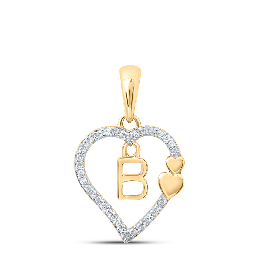 1/10CTW-DIA P1 GIFT HEART INITIAL "B" PENDANT