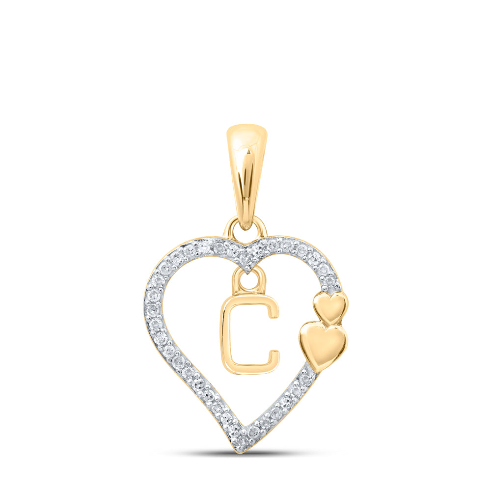 1/10CTW-DIA P1P2 GIFT HEART INITIAL "C" PENDANT