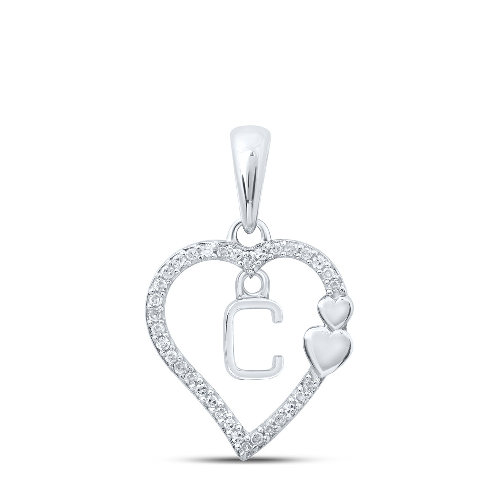 1/10CTW-DIA P1P2 GIFT HEART INITIAL "C" PENDANT