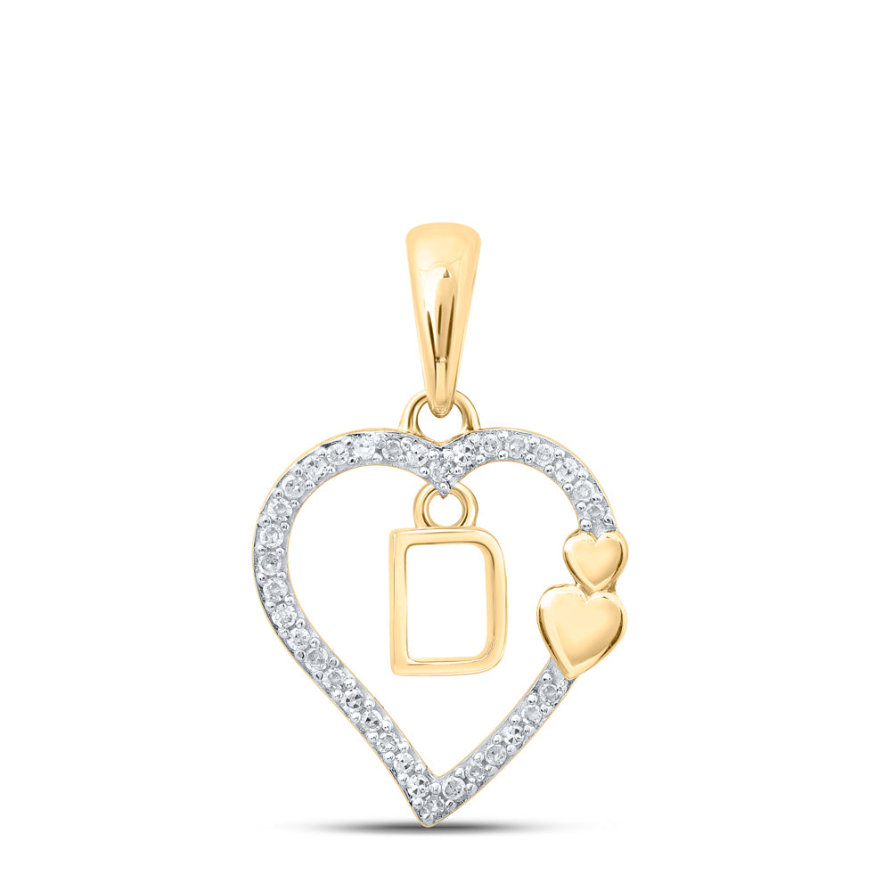 1/10CTW-DIA P1P2 GIFT HEART INITIAL "D" PENDANT