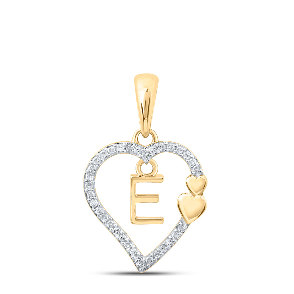 1/10CTW-DIA P1P2 GIFT HEART INITIAL "E" PENDANT