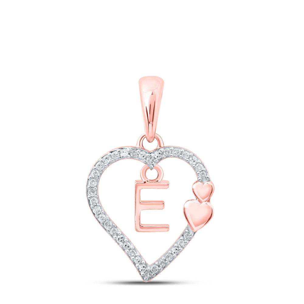 1/10CTW-DIA P1P2 GIFT HEART INITIAL "E" PENDANT