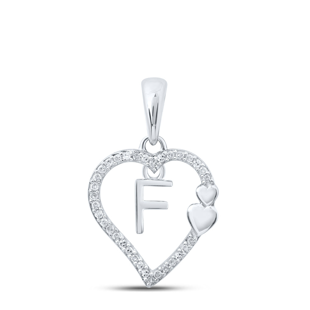 1/10CTW-DIA P1P2 GIFT HEART INITIAL "F" PENDANT