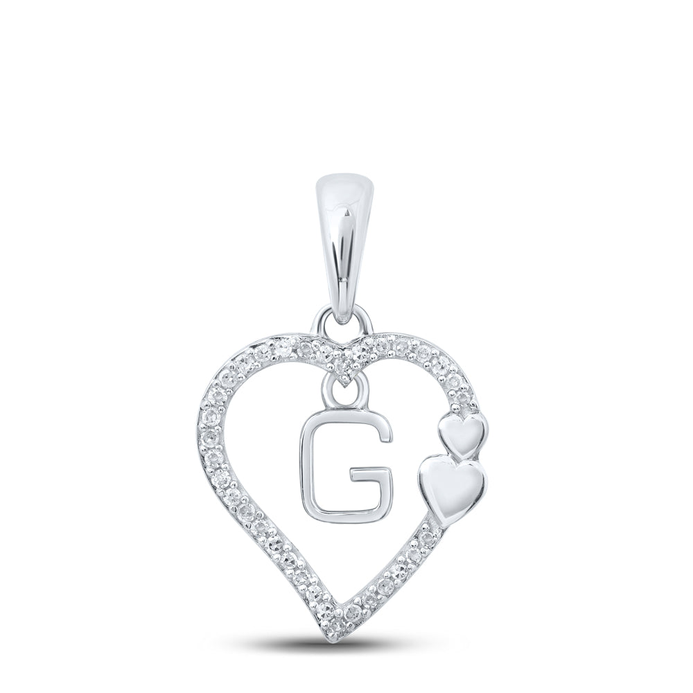 1/10CTW-DIA P1P2 GIFT HEART INITIAL "G" PENDANT