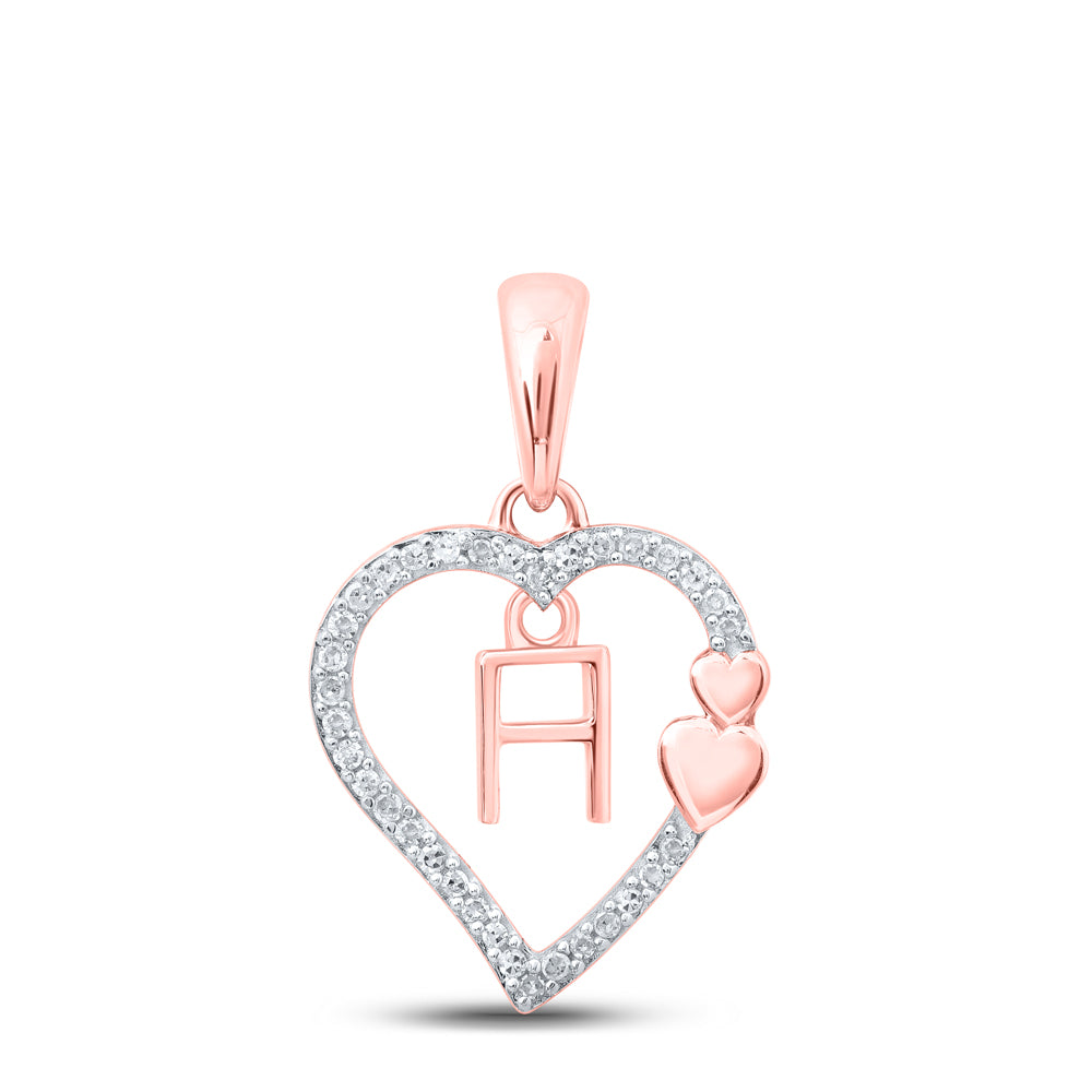 1/10CTW-DIA P1P2 GIFT HEART INITIAL "H" PENDANT