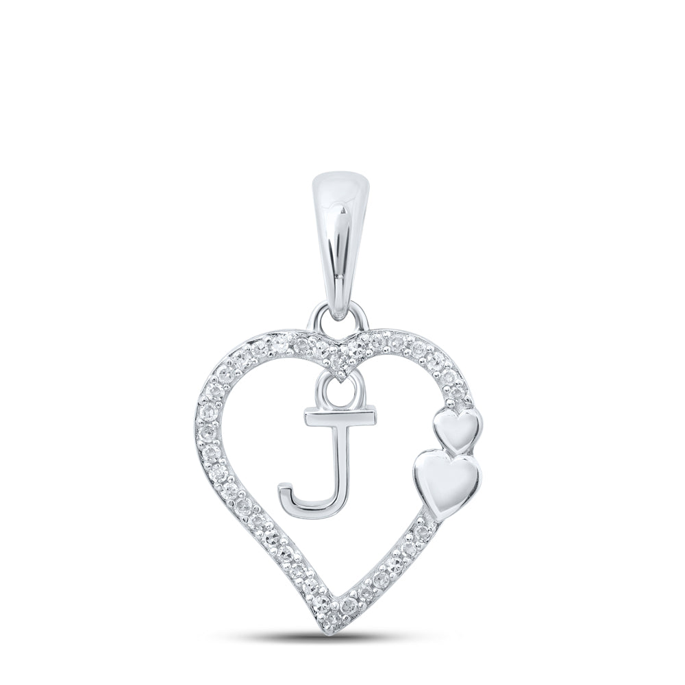 1/10CTW-DIA P1P2 GIFT HEART INITIAL "J" PENDANT
