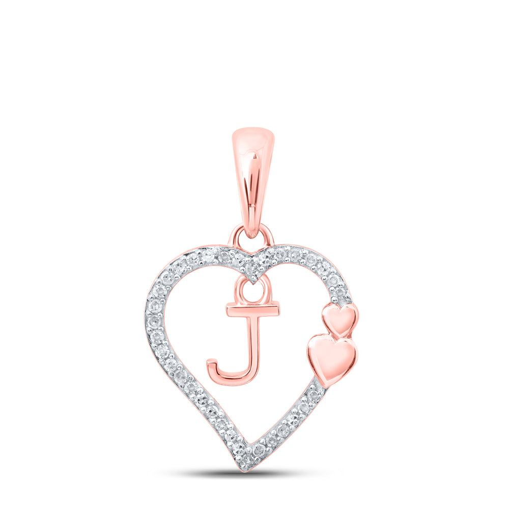1/10CTW-DIA P1P2 GIFT HEART INITIAL "J" PENDANT
