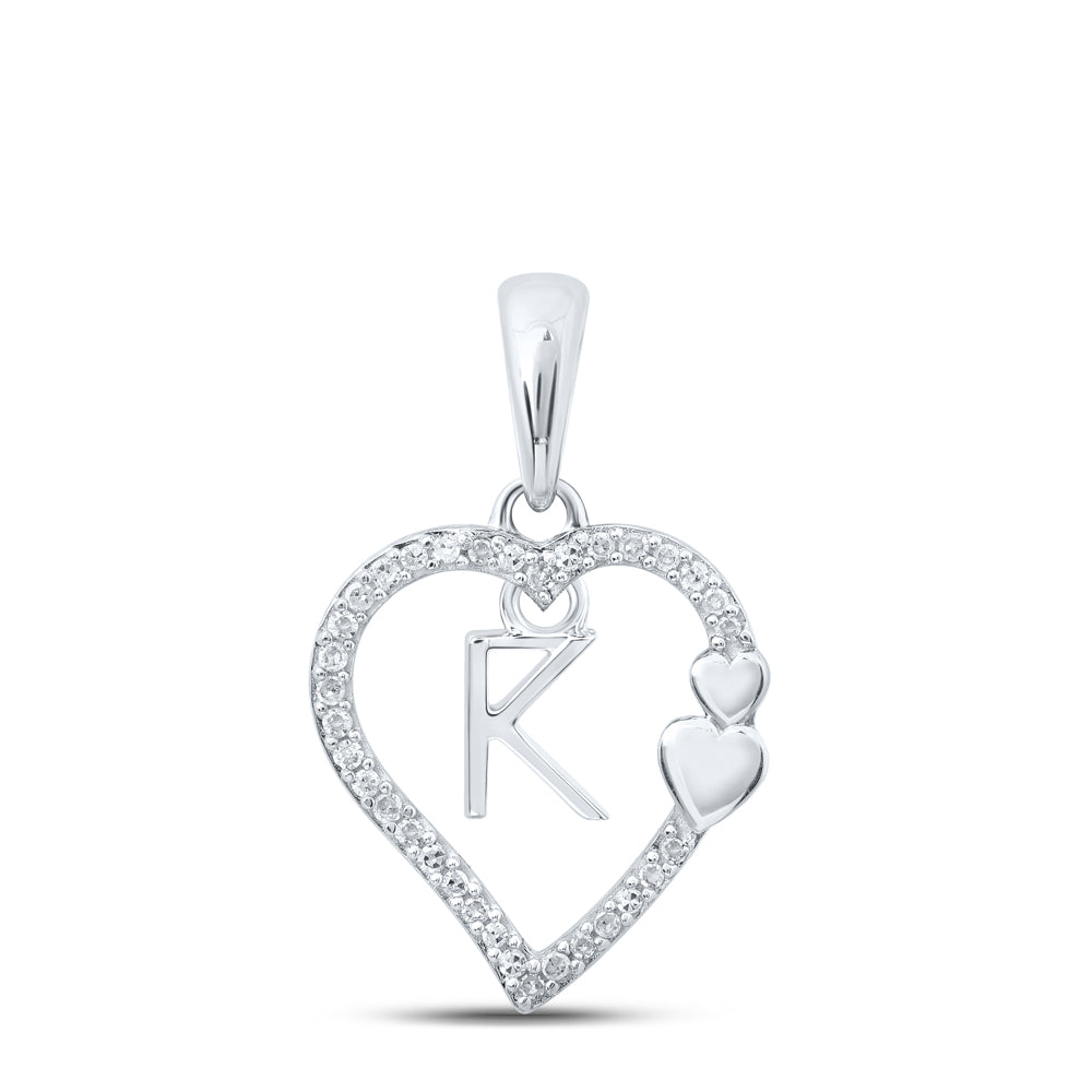 1/10CTW-DIA P1P2 GIFT HEART INITIAL "K" PENDANT