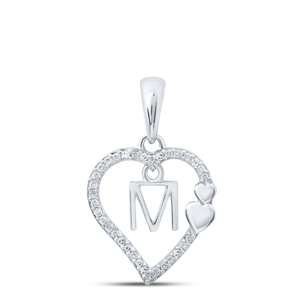 1/10CTW-DIA P1P2 GIFT HEART INITIAL "M" PENDANT