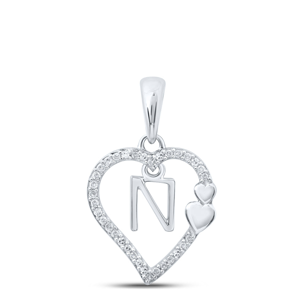 1/10CTW-DIA P1P2 GIFT HEART INITIAL "N" PENDANT