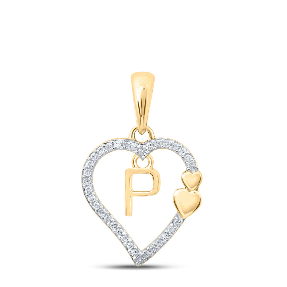 1/10CTW-DIA P1P2 GIFT HEART INITIAL "P" PENDANT