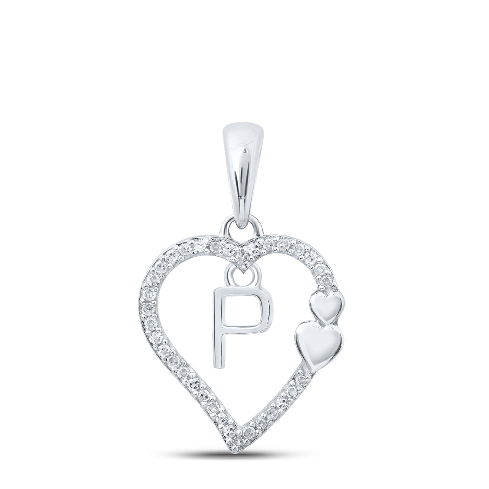 1/10CTW-DIA P1P2 GIFT HEART INITIAL "P" PENDANT