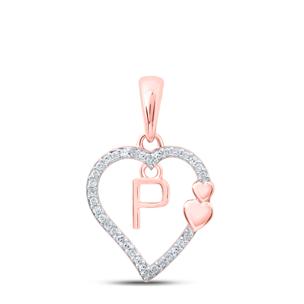 1/10CTW-DIA P1 GIFT HEART INITIAL "P" PENDANT