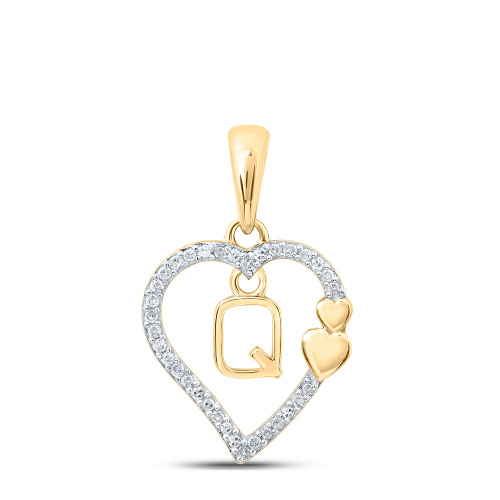 1/10CTW-DIA P1 GIFT HEART INITIAL "Q" PENDANT