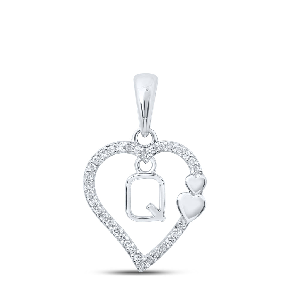 1/10CTW-DIA P1P2 GIFT HEART INITIAL "Q" PENDANT