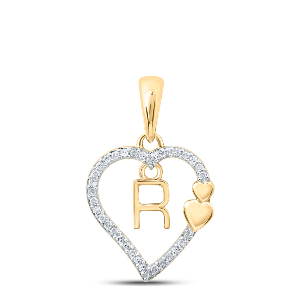 1/10CTW-DIA P1P2 GIFT HEART INITIAL "R" PENDANT