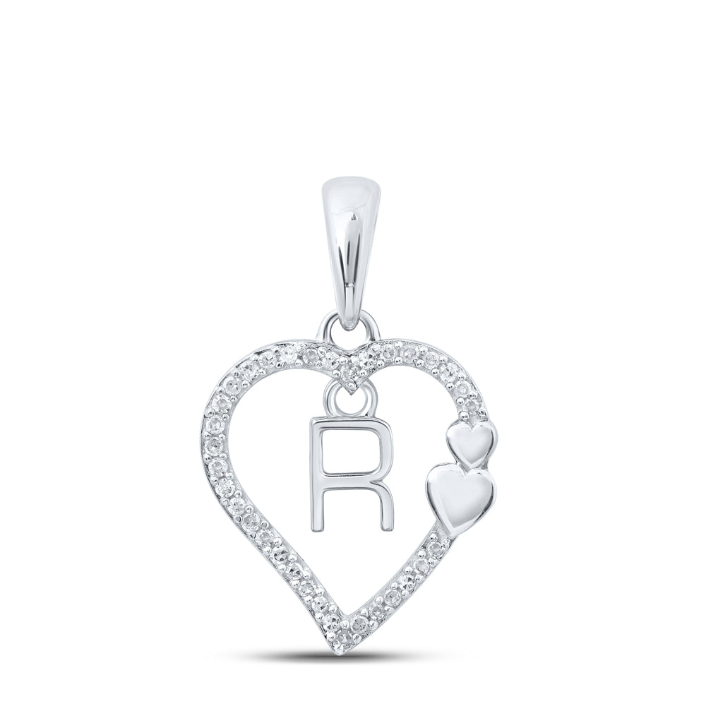 1/10CTW-DIA P1P2 GIFT HEART INITIAL "R" PENDANT
