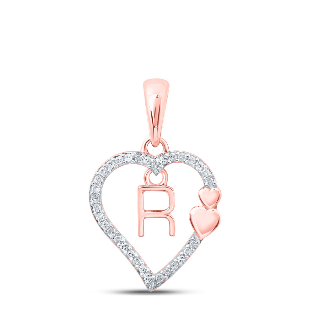 1/10CTW-DIA P1P2 GIFT HEART INITIAL "R" PENDANT