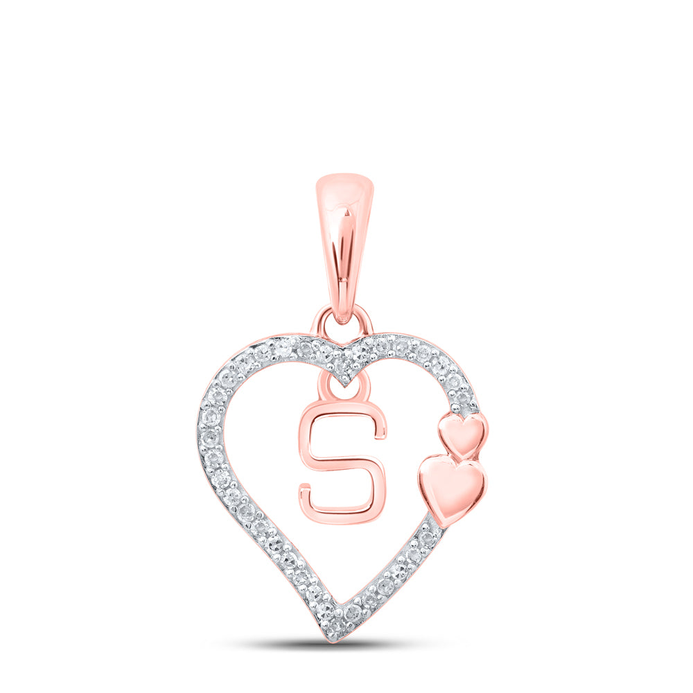 1/10CTW-DIA P1P2 GIFT HEART INITIAL "S" PENDANT