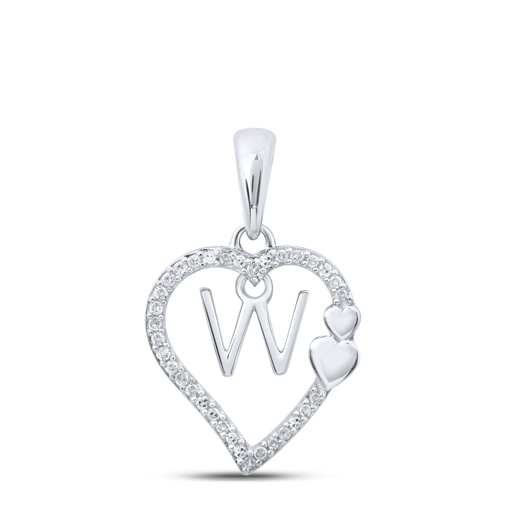 1/10CTW-DIA P1P2 GIFT HEART INITIAL "W" PENDANT