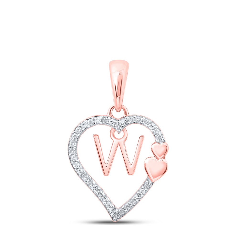 1/10CTW-DIA P1 GIFT HEART INITIAL "W" PENDANT