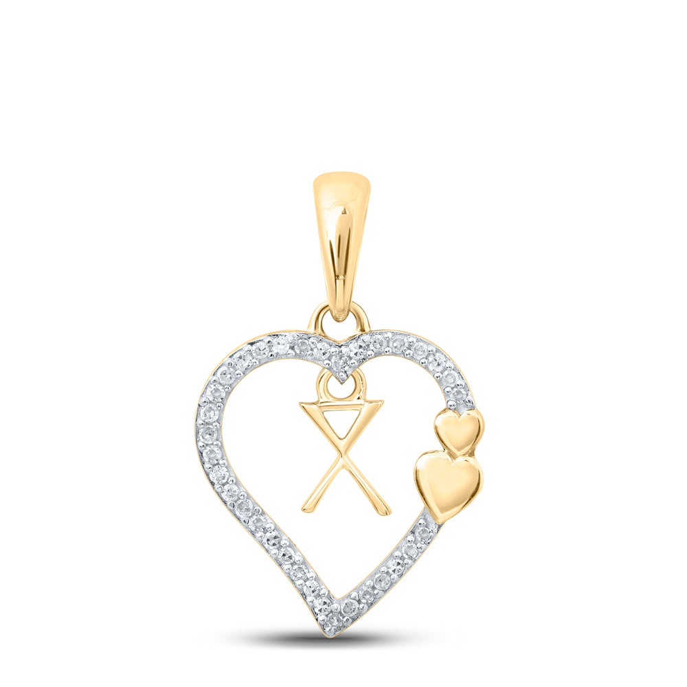 1/10CTW-DIA P1 GIFT HEART INITIAL "X" PENDANT