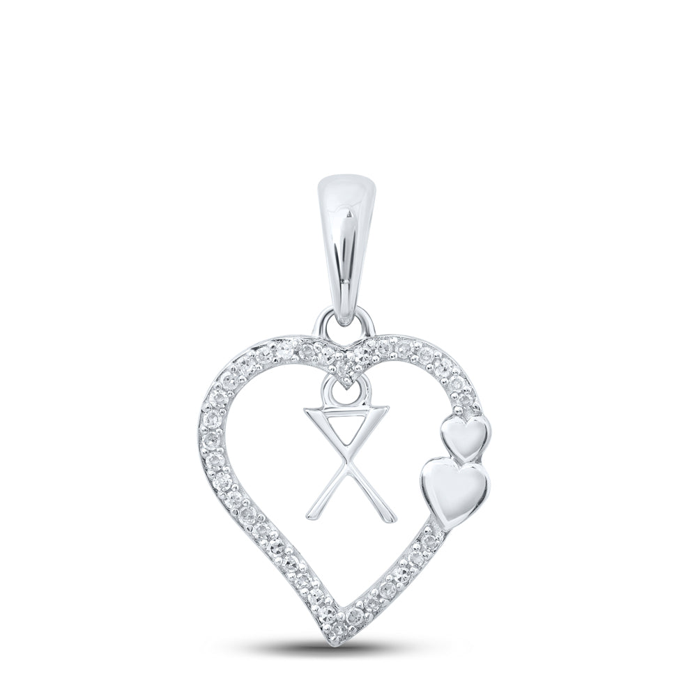 1/10CTW-DIA P1P2 GIFT HEART INITIAL "X" PENDANT