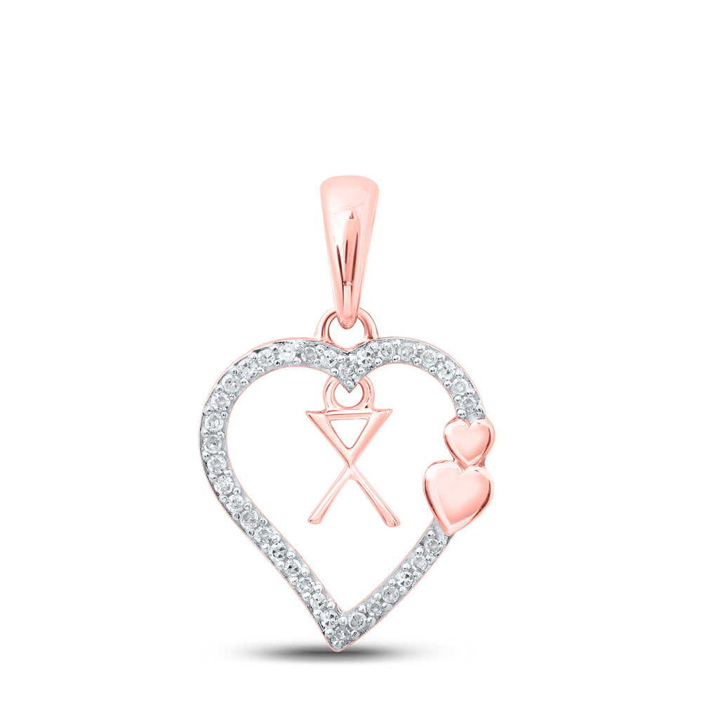 1/10CTW-DIA P1P2 GIFT HEART INITIAL "X" PENDANT