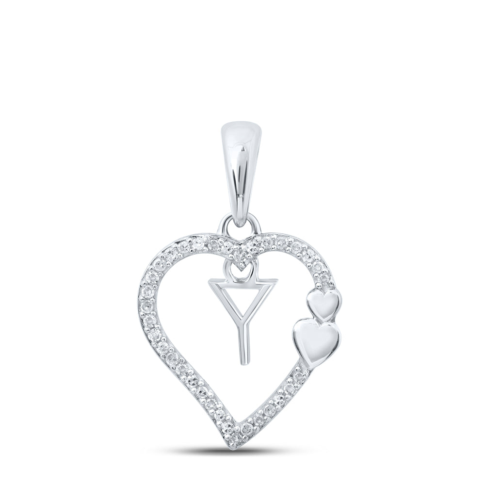 1/10CTW-DIA P1P2 GIFT HEART INITIAL "Y" PENDANT