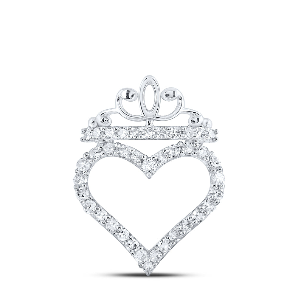 1/4CTW-DIA NK CROWN HEAD HEART PENDANT