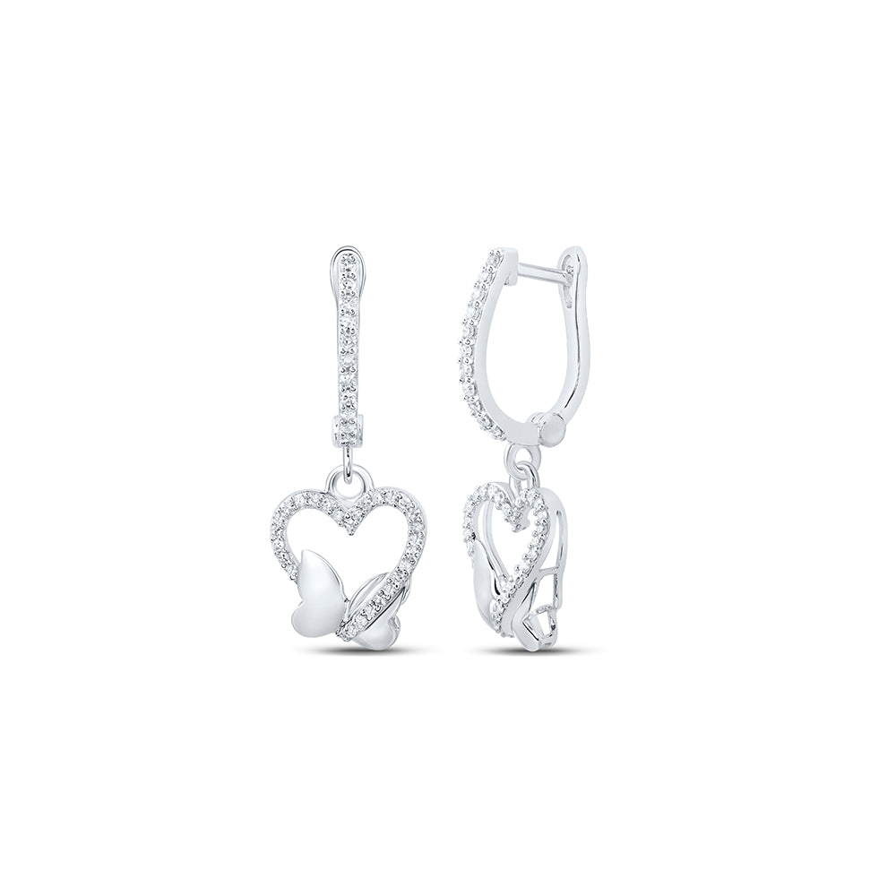 1/4CTW-DIA CN HEART BUTTERFLY EARRING