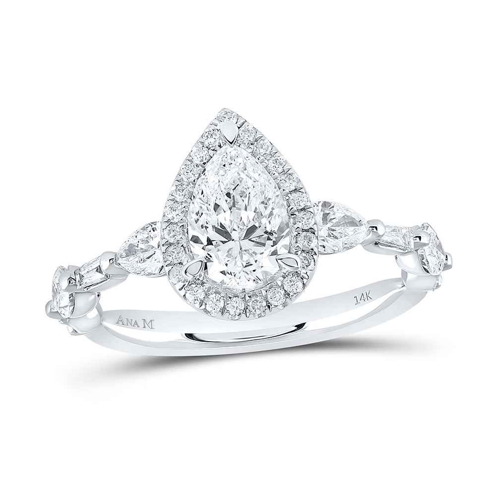 1 7/8CTW-DIA ANA M 1CT-CPEAR SINGLE HALO  ENGAGEMENT RING