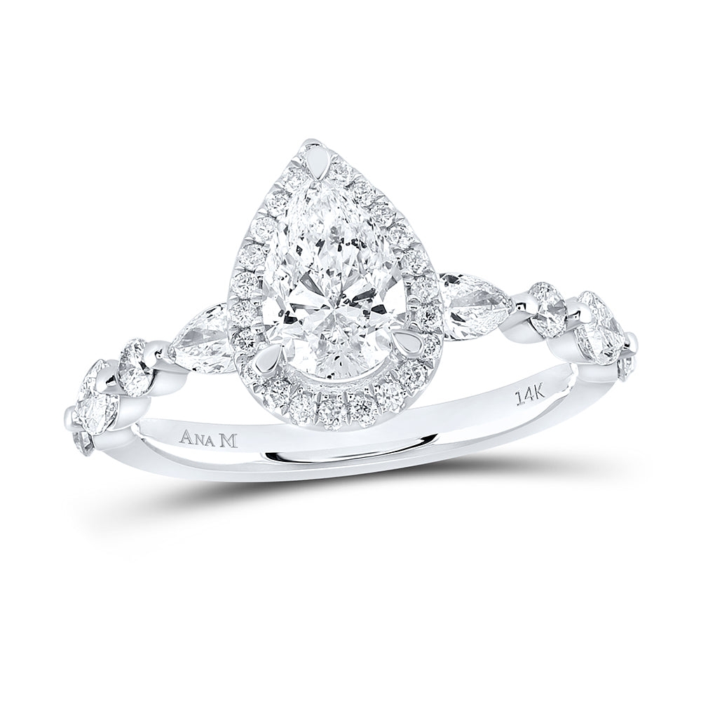 1 7/8CTW-DIA ANA M 1CT-CPEAR SINGLE HALO ENGAGEMENT RING