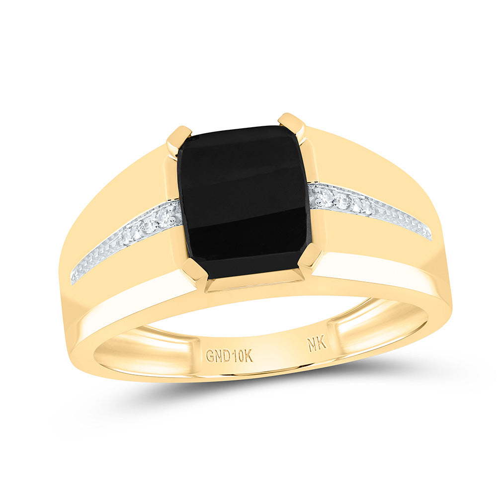 1/20 CTW-DIA NK 9X7 MM ONYX BLACK MENS RING