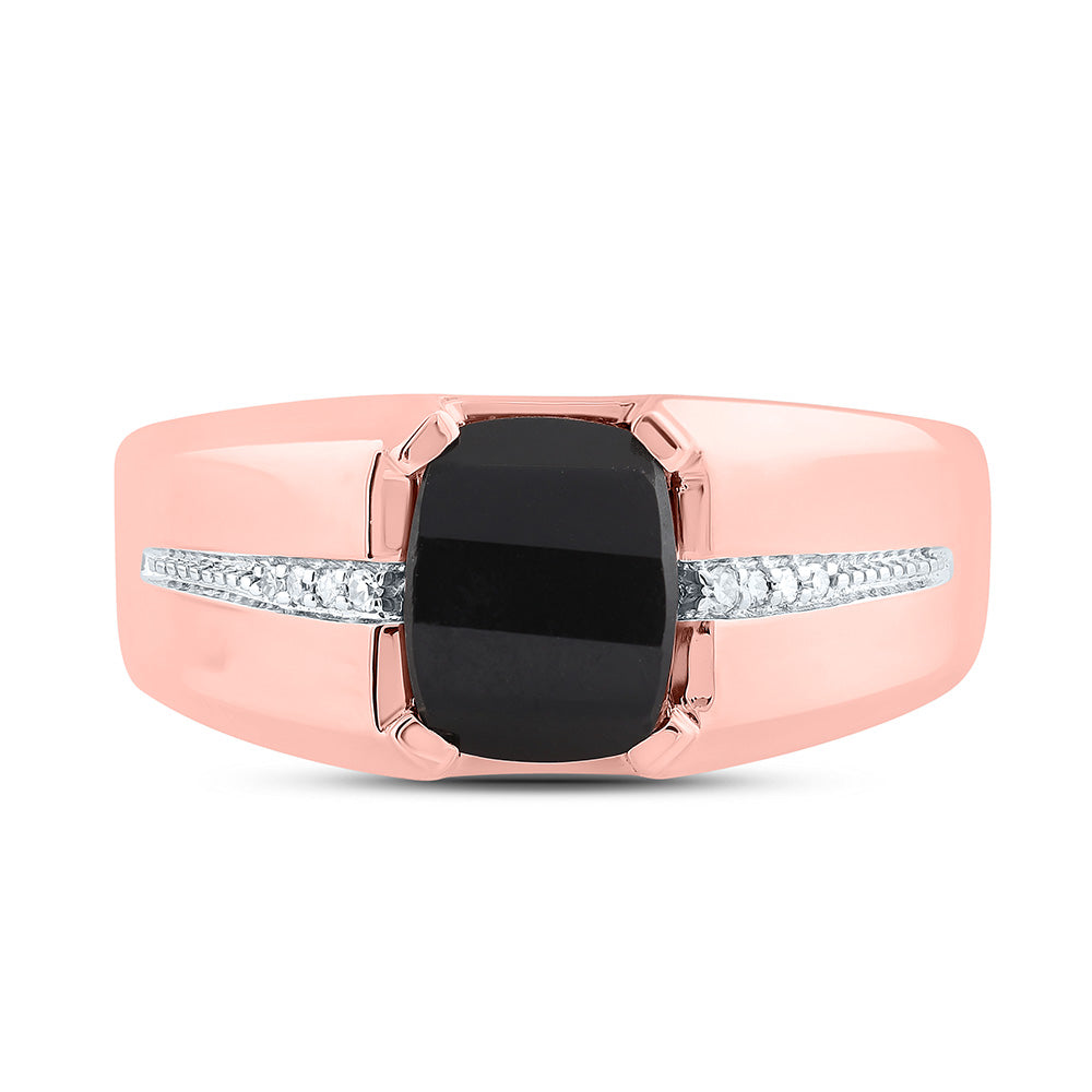 1/20 CTW-DIA NK 9X7MM ONYX BLACK MENS RING