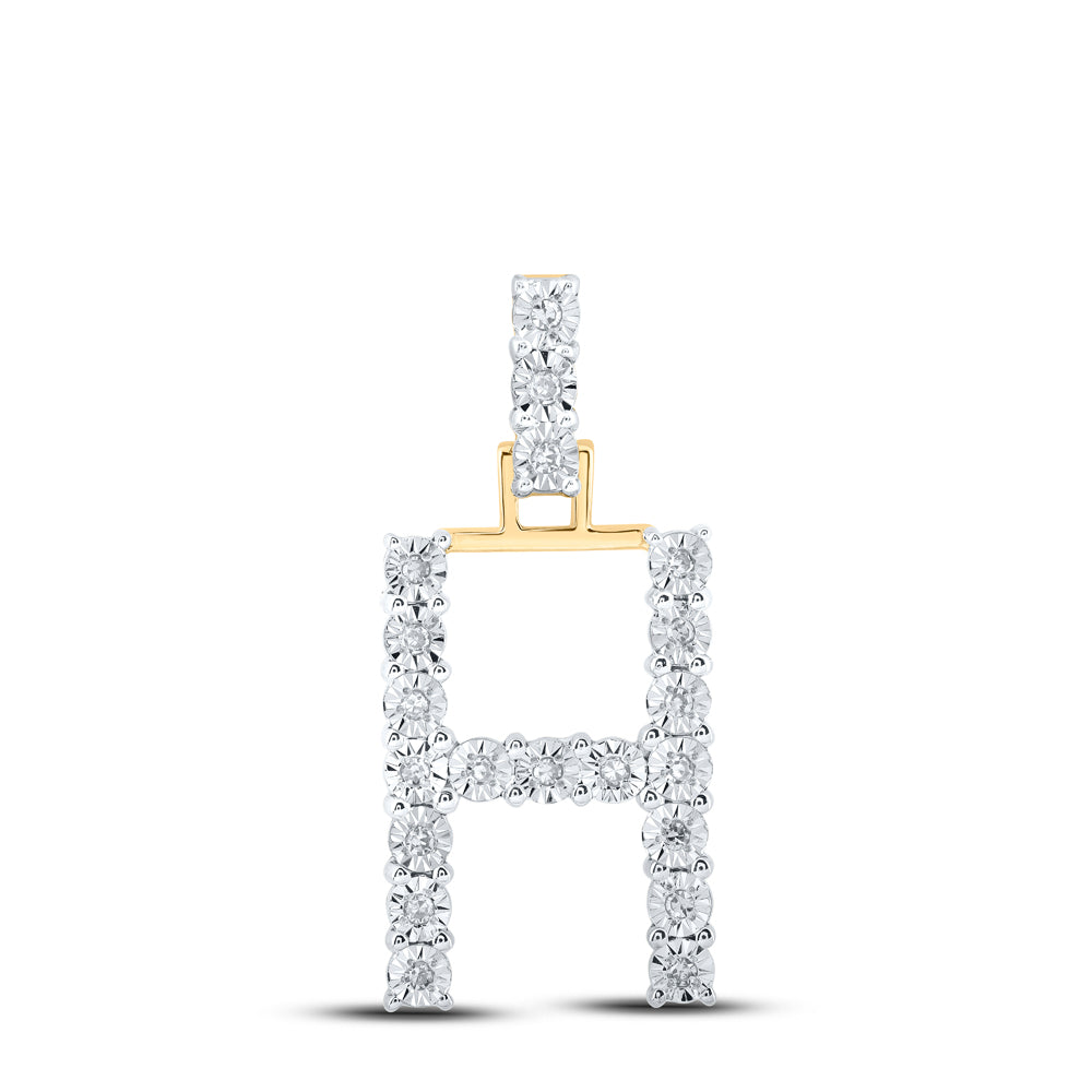 1/10CTW-DIA NK INITIAL "H" PENDANT