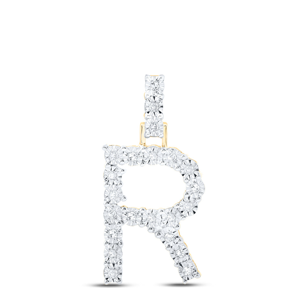 1/10CTW-DIA NK INITIAL "R" PENDANT