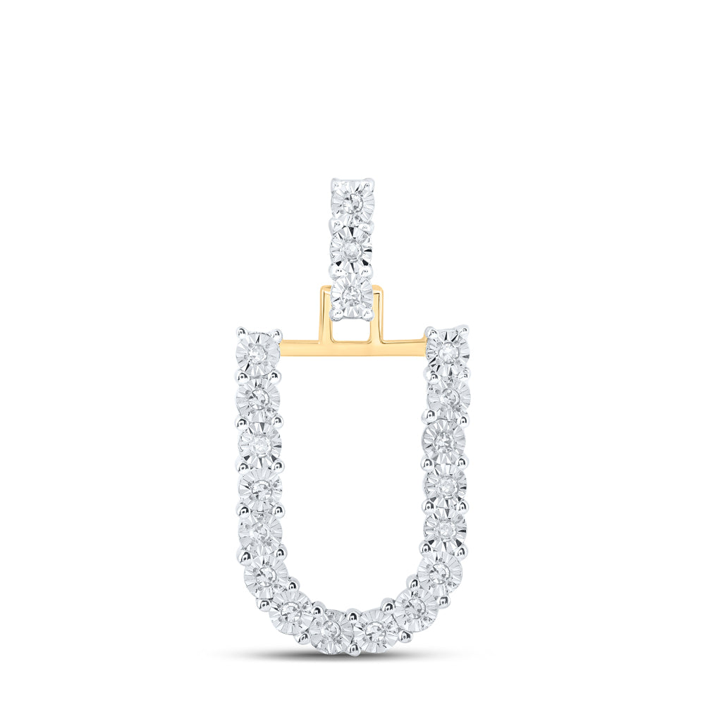 1/10CTW-DIA NK INITIAL "U" PENDANT